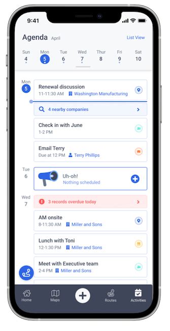 organize outside sales reps agenda software